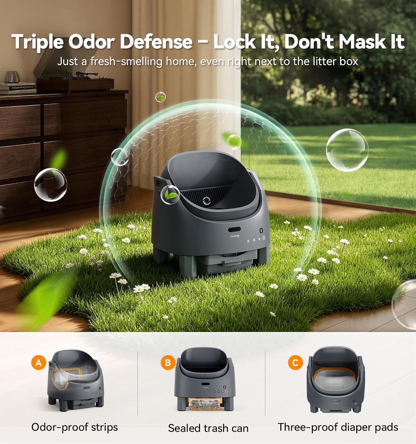 Self Cleaning Cat Litter Tray, FeelNeedy Open-Top Automatic Cat Litter Box - Image 4