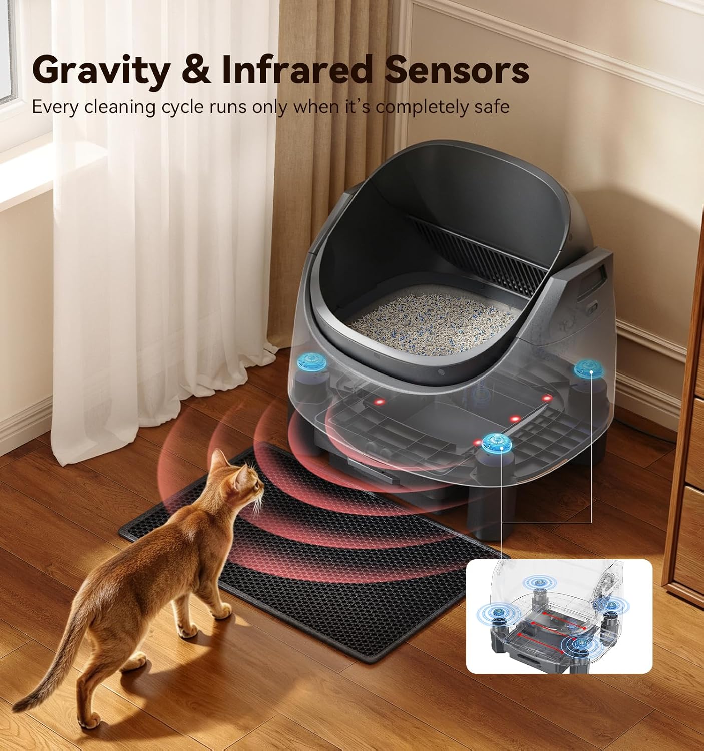 Self Cleaning Cat Litter Tray, FeelNeedy Open-Top Automatic Cat Litter Box - Image 5