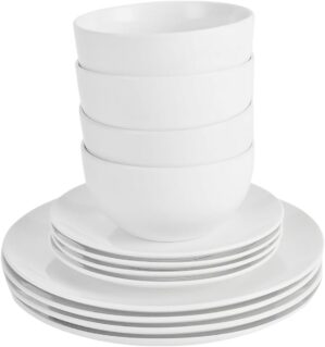 12PC Dinnerware Porcelain White Set...