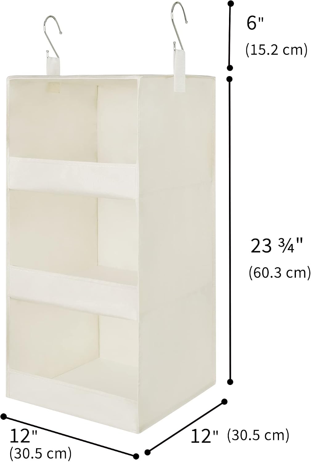GRANNY SAYS 3 Shelf Hanging Storage Organiser, Pack of 1 Hanging Clothes Organiser for Wardrobe, Foldable 3 Shelves Closet Organizer for Organsing Clothes, Beige - Image 3