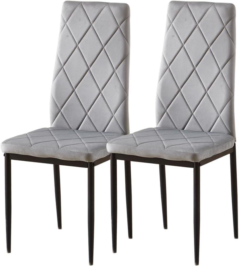 Rainbow Tree Modern 3 Piece Dining Room Table and Chairs Set, Wooden Square Table with 2 Chairs for Small Space Apartment Space Saving (Grey Table+2 Grey Argyle Velvet Chair) - Image 6
