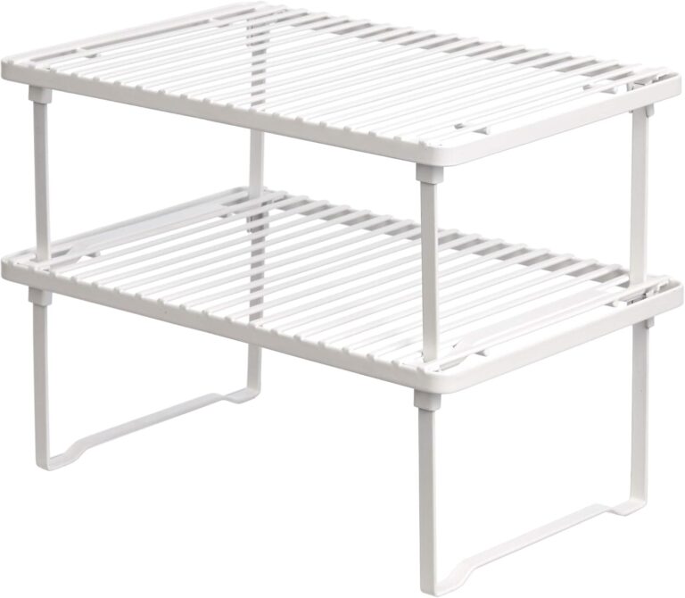 Amazon Basics Stackable Kitchen Storage Shelves, Pack of 2, 20.3 D x 31.6 W x 11.4 H cm, Metal, White