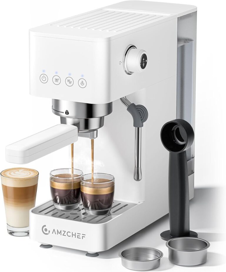 AMZCHEF 20 Bar Compact Espresso Machine, Coffee Machine with Milk Frother