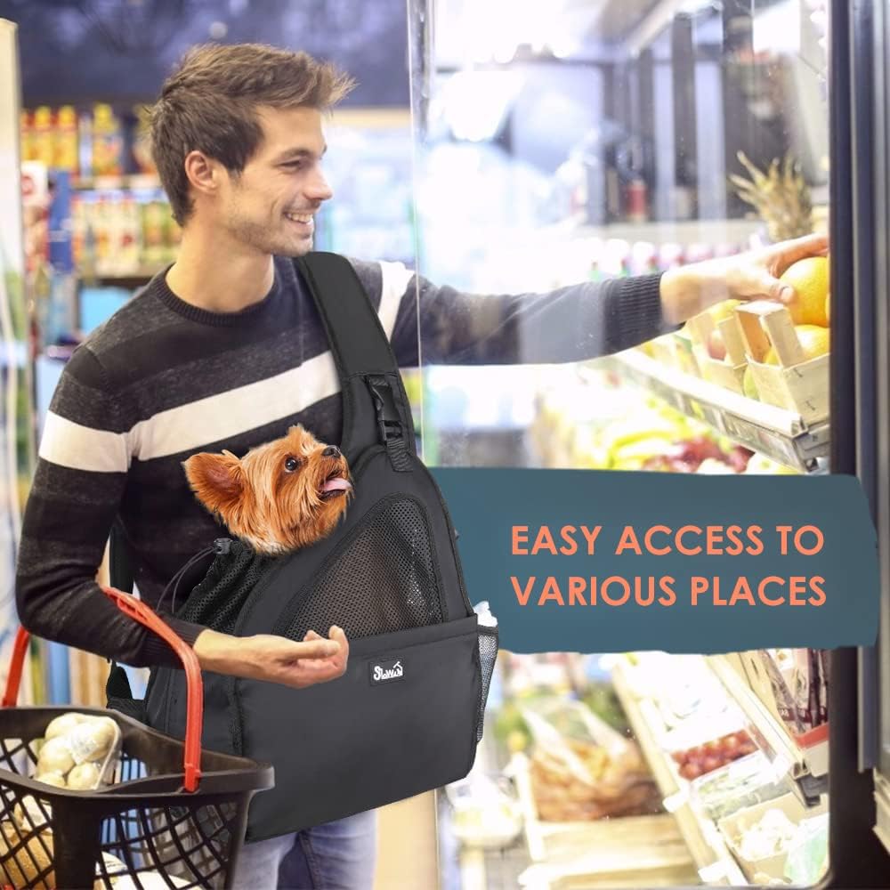 Nasjac Pet Dog Sling Carrier, Hands Free Papoose Front Carrier Small Dog Puppy Walking Breathable Mesh Hard Bottom Support Adjustable Padded Strap Pocket Safety Belt Travel Bag Washable - Image 7