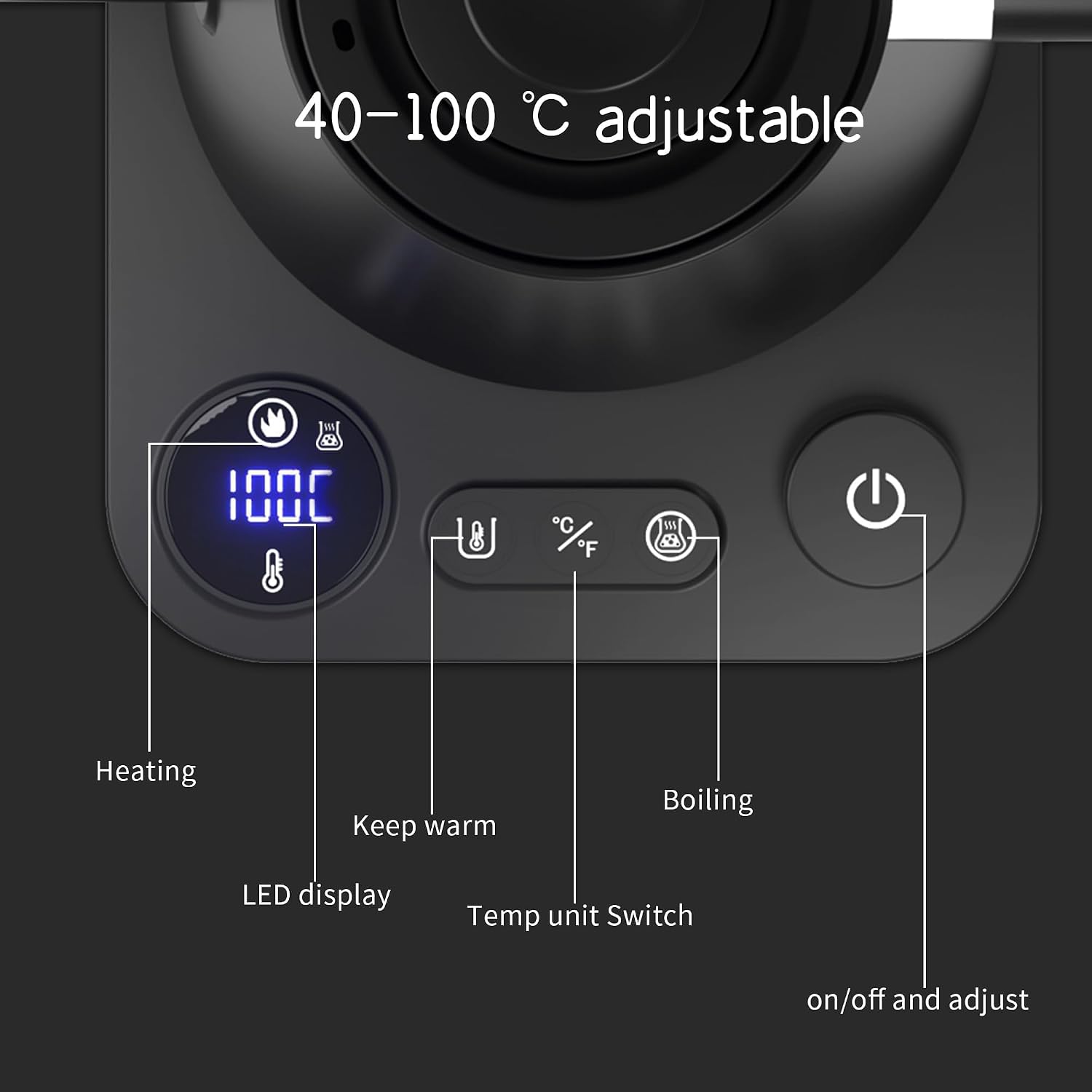 Gooseneck Electric Kettle 0.9L, 1200W Fast Boilling 304 Stainless Steel - Image 3