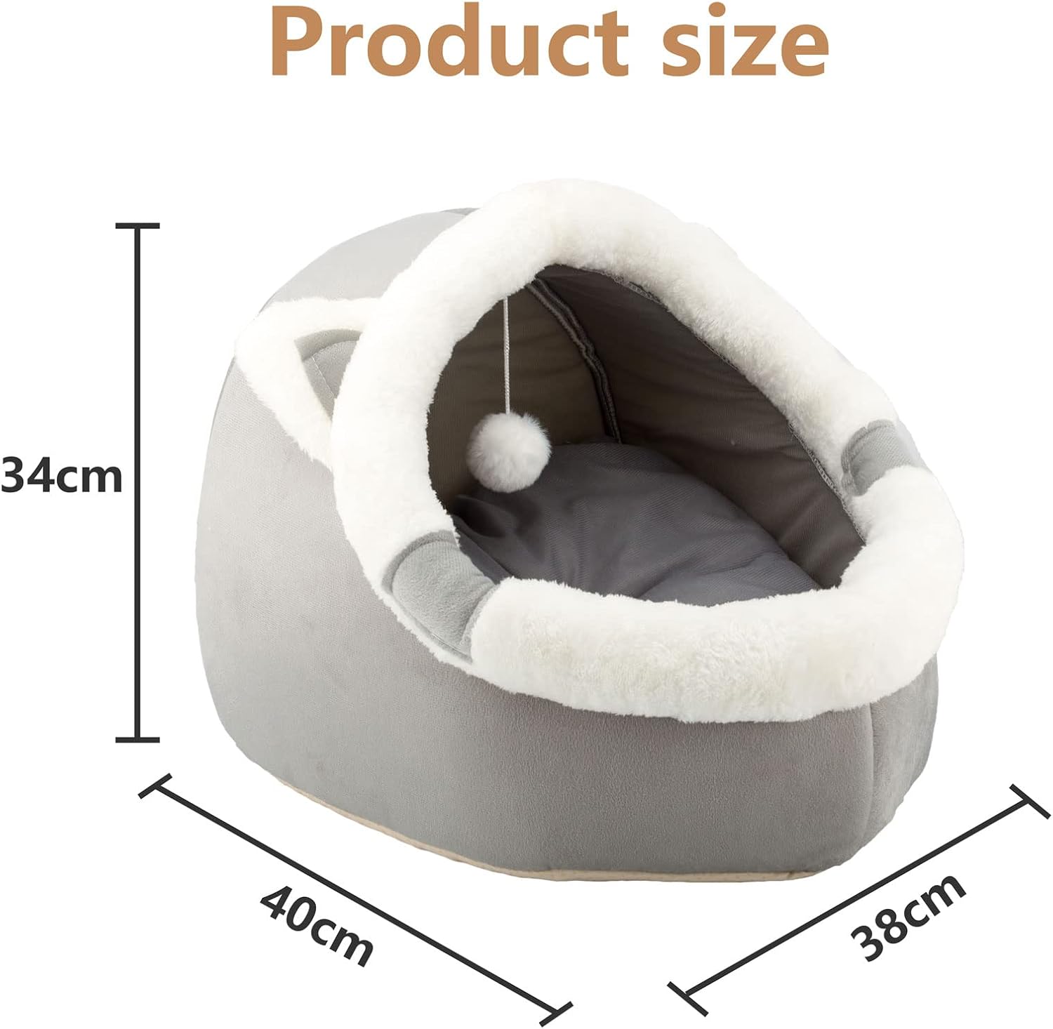 Cat Beds for Indoor with Hanging toy, Small Dog Cave Bed with Anti-Slip, Kitten Tent House Removable Cushioned Pillow, Super Soft Calming Pet Sofa Mats Ideal for Cats and Puppy or Rabbit - Image 4