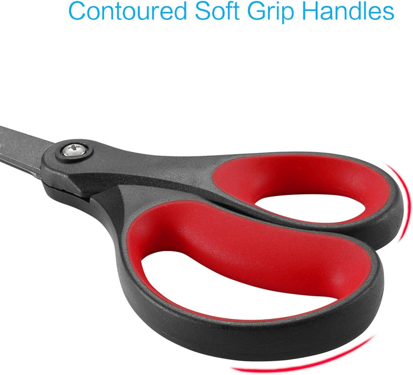 LIVINGO 2 Pack 8" Titanium Non-Stick Scissors, Professional Stainless Steel Comfort Grip, All-Purpose, Straight Office Stationery Craft Paper Fabric Household Sharp Shears Set for DIY(Red/Black) - Image 3