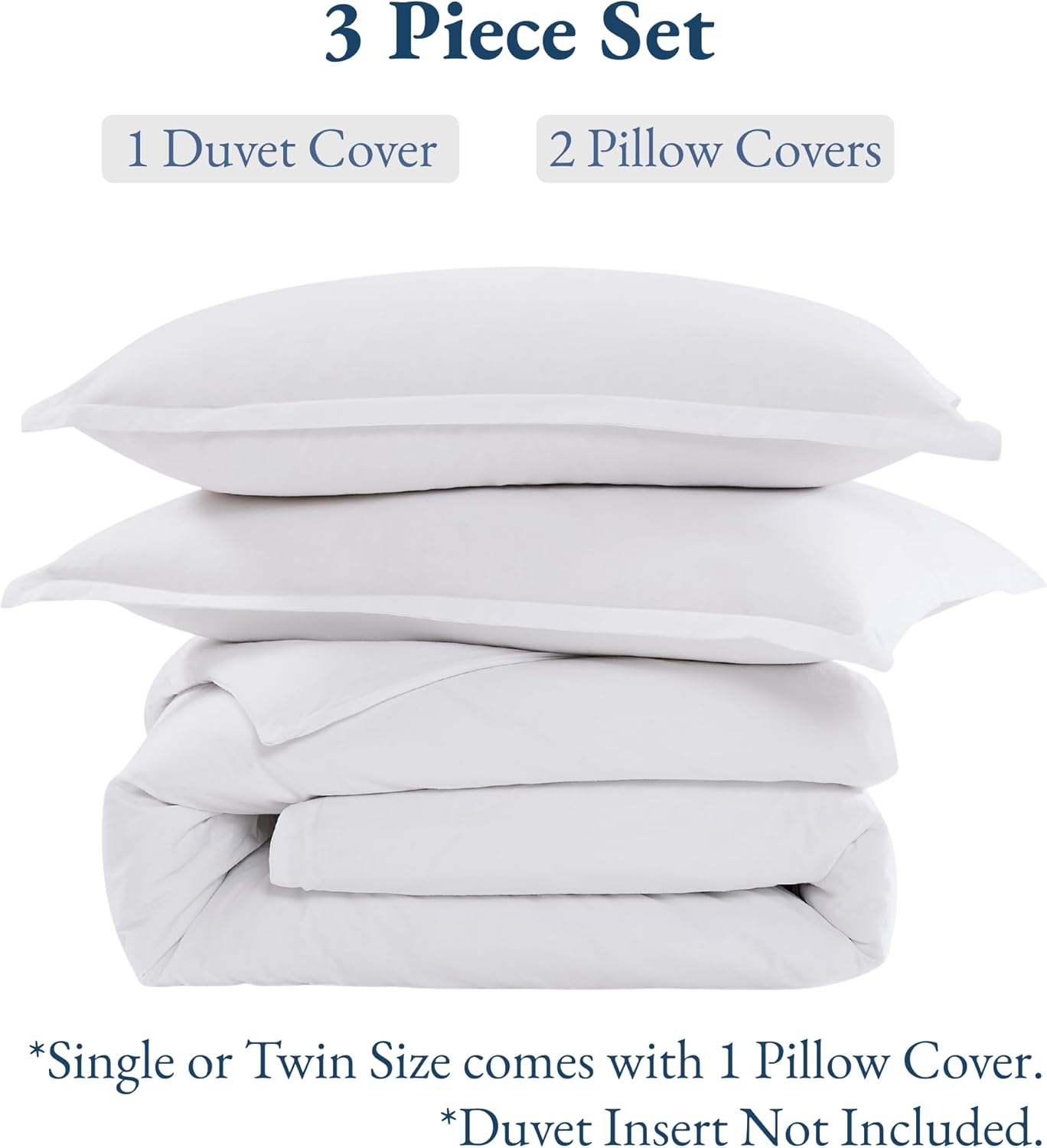 King Size Duvet Cover Sets 100% Organic Cotton, GOTS Certified - White - Image 5