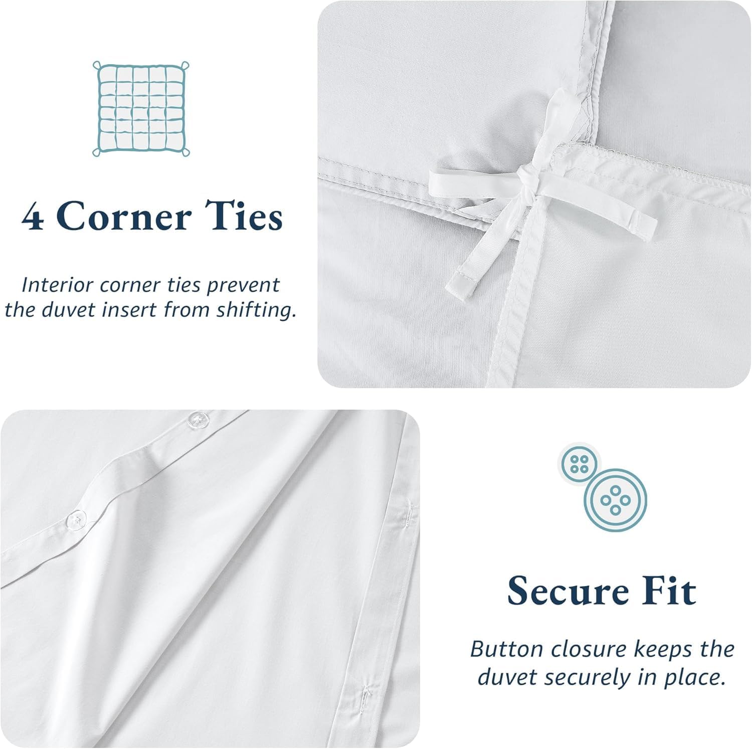 King Size Duvet Cover Sets 100% Organic Cotton, GOTS Certified - White - Image 7