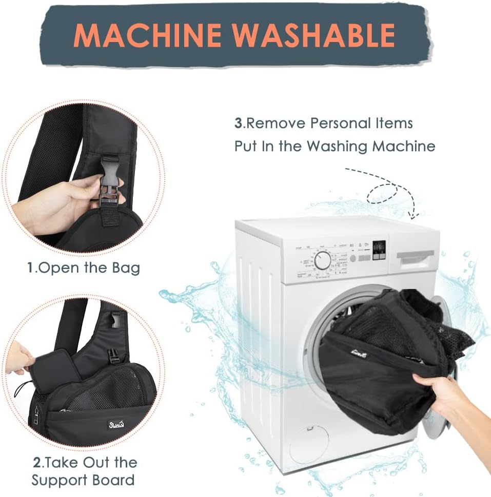 Nasjac Pet Dog Sling Carrier, Hands Free Papoose Front Carrier Small Dog Puppy Walking Breathable Mesh Hard Bottom Support Adjustable Padded Strap Pocket Safety Belt Travel Bag Washable - Image 6