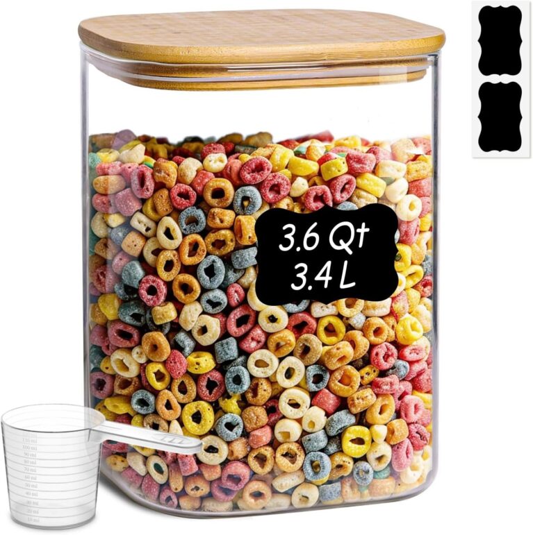ComSaf 3.4L Large Glass Storage Jars, Cereal Storage Containers, Square