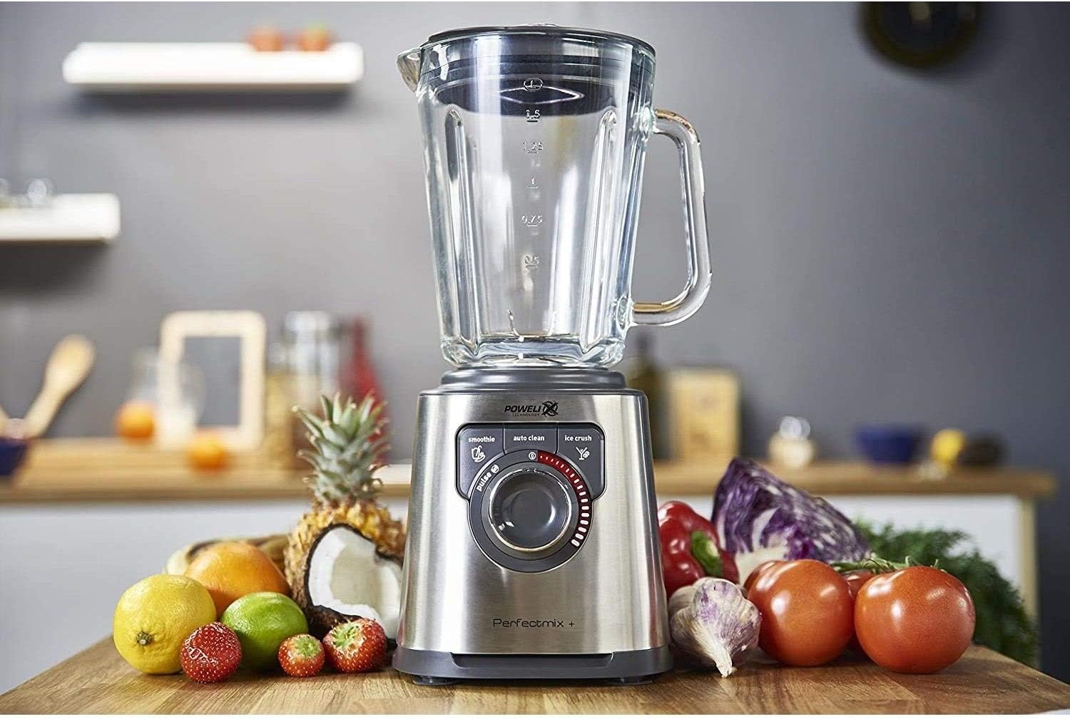 Tefal PerfectMix+ High-Speed Blender, Smoothie Maker, Ice Crush, 2L Glass Jug, 1200W, 4 Removable Powelix Blades, 3 Programs + Pulse, Grey, BL811D40 - Image 3