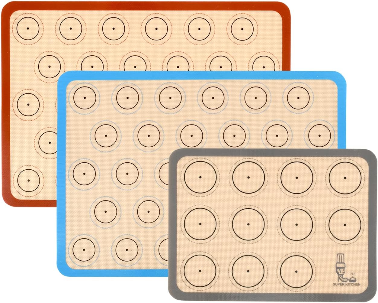 Silicone Baking Mat Macaron Cookie Sheet Set of 3 Non Stick Oven Tray Liner