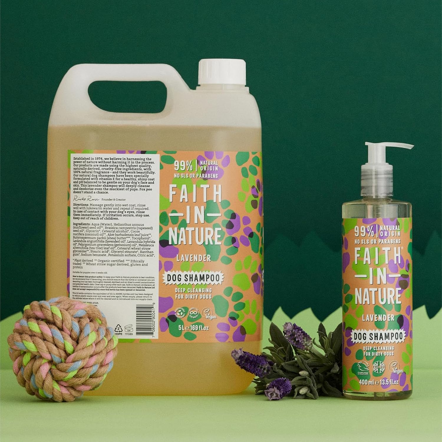Faith In Nature Natural Lavender Dog Shampoo, Vegan & Cruelty Free, No SLS,Silicones or Parabens, Deep Cleansing, For Dirty Dogs, 5L Refill Pack - Image 8