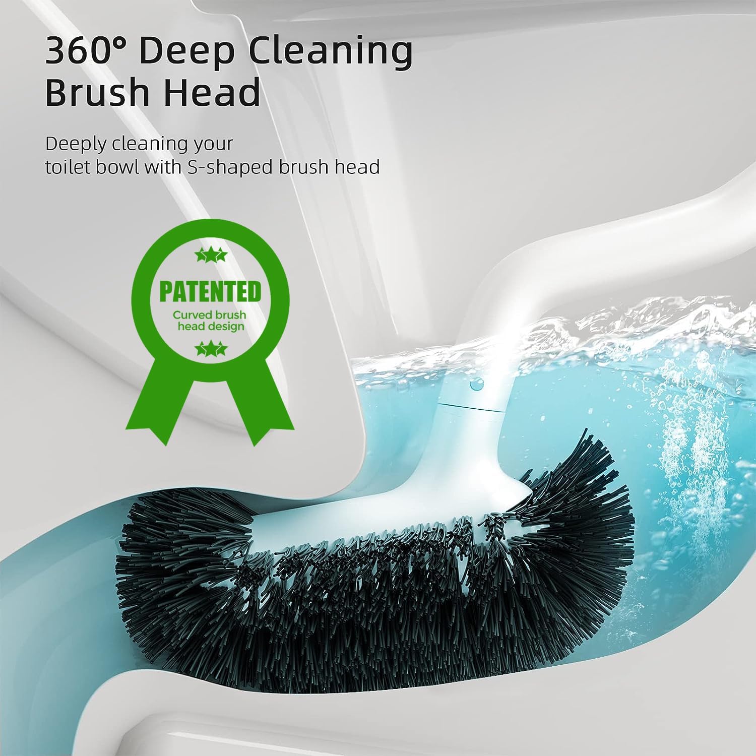 HAMITOR Toilet Bowl Brush Holder Set: Curved Design with Holder for Deep Cleaning Under Rim - Compact Hidden Scrubber for Small Space - Modern RV Bathroom Accessories - (1, White) - Image 2