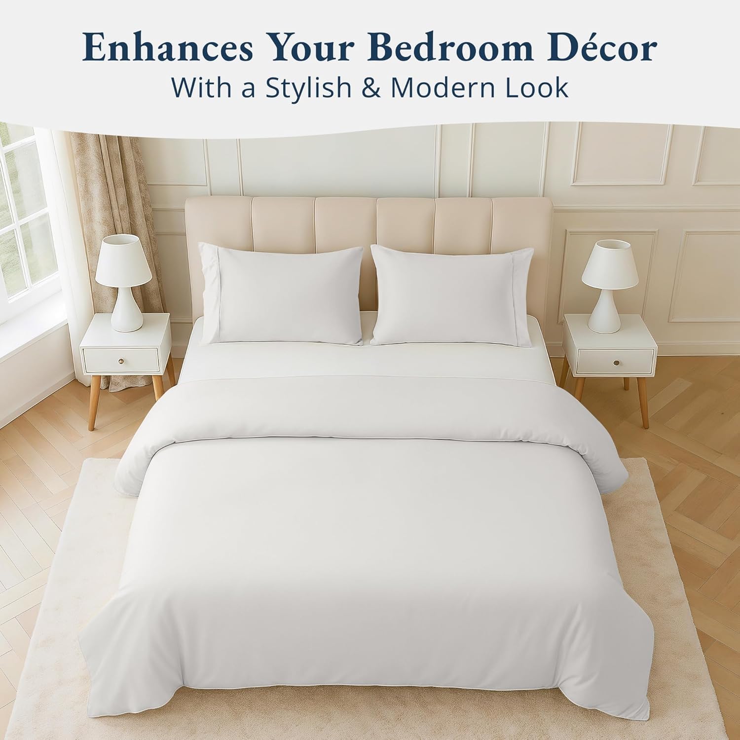 King Size Duvet Cover Sets 100% Organic Cotton, GOTS Certified - White - Image 8