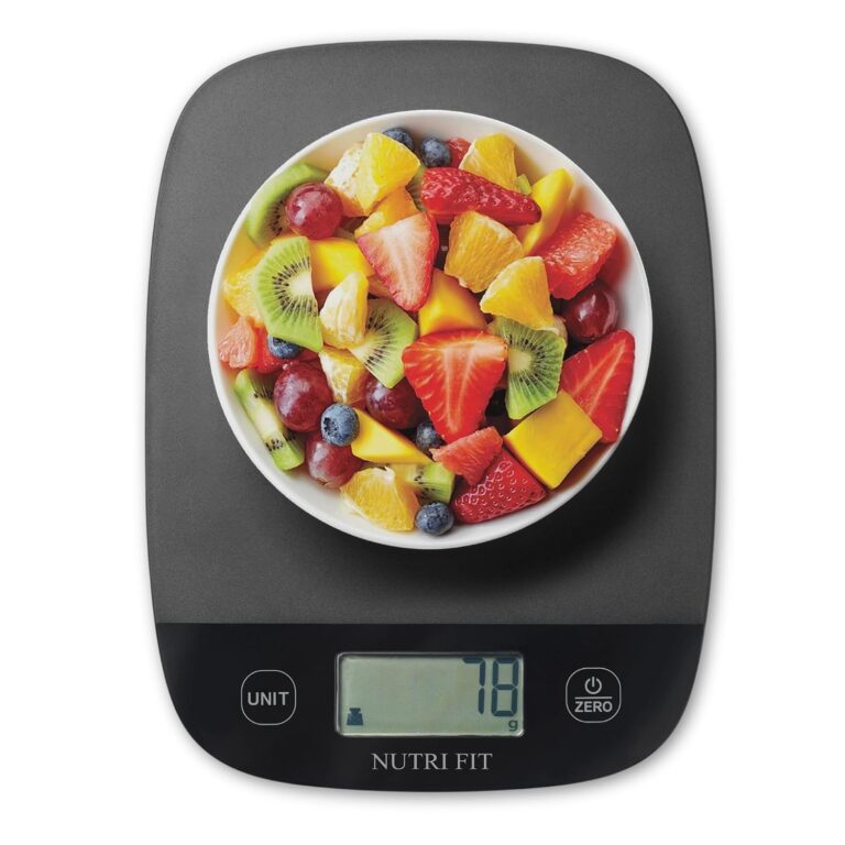 NUTRI FIT Ultra Thin Digital Kitchen Scale ABS Plastic, 5kg/11lb, 1g, Black
