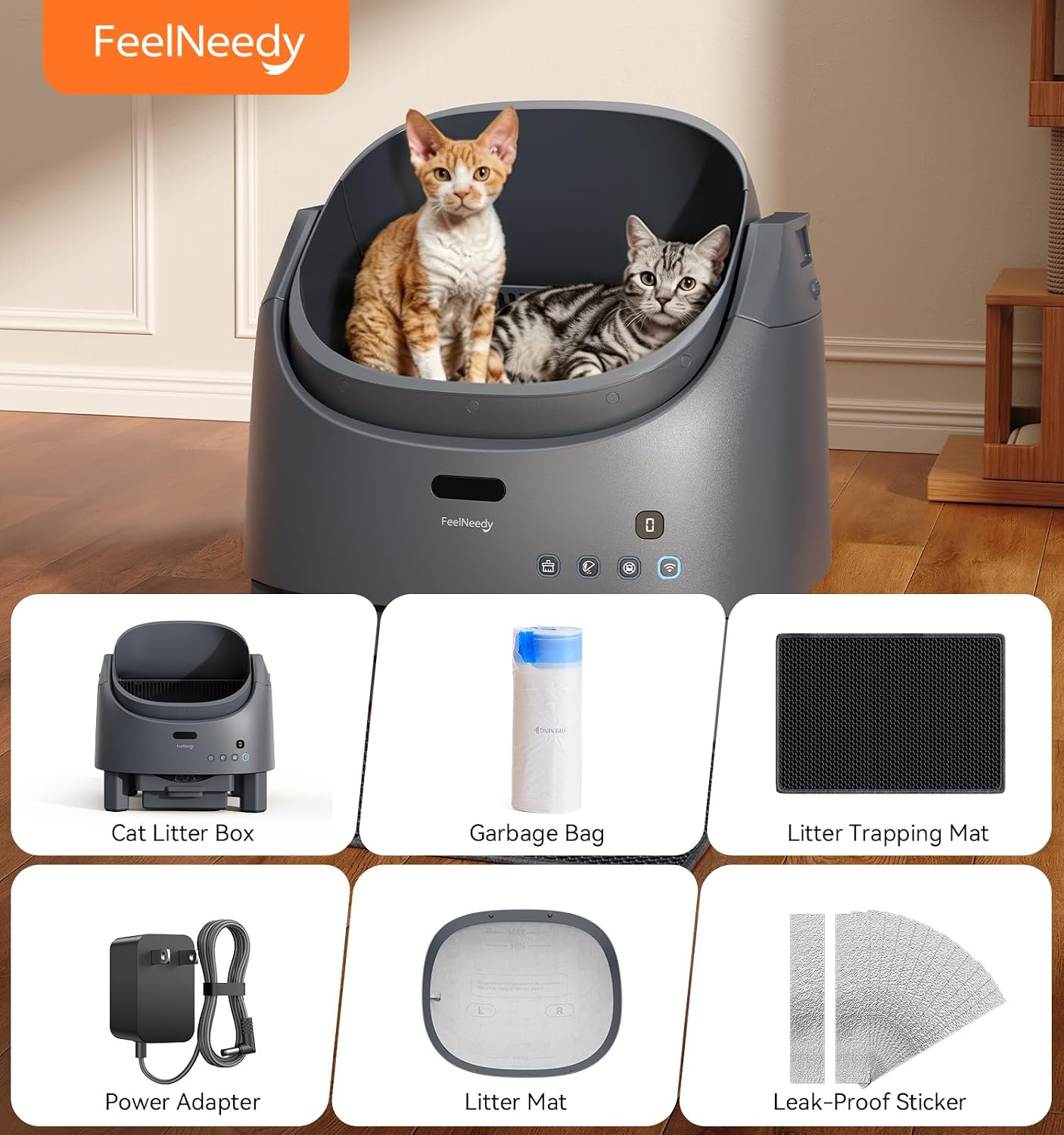 Self Cleaning Cat Litter Tray, FeelNeedy Open-Top Automatic Cat Litter Box - Image 10