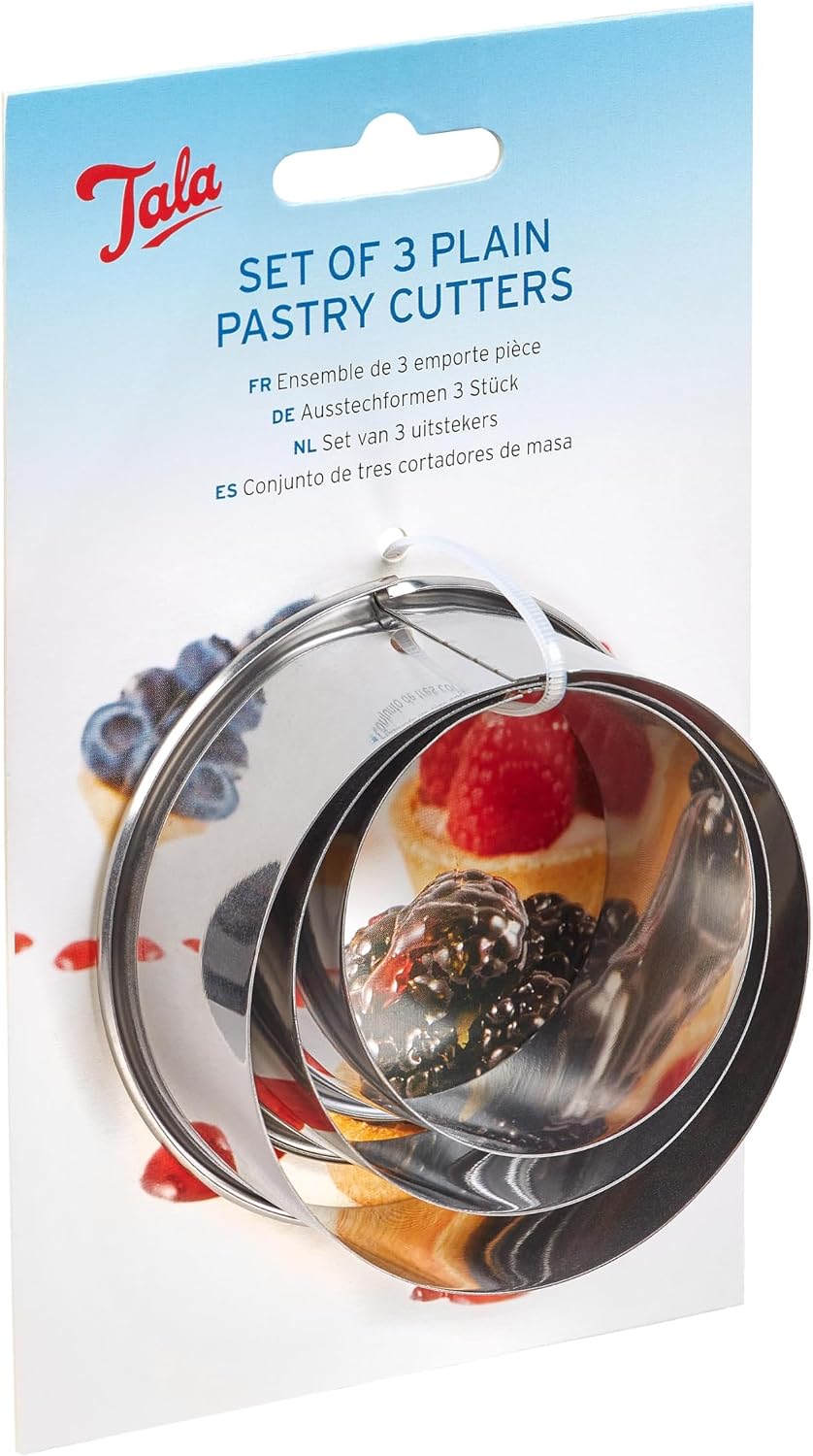 Tala Stainless Steel Pastry Cutters Set of 3, Durable Round Cookie & Biscuit Cutters in Small, Medium & Large Sizes, Ideal for Pastry, Dough, Sugarpaste & Baking, Premium Quality Kitchen Baking Tools - Image 2