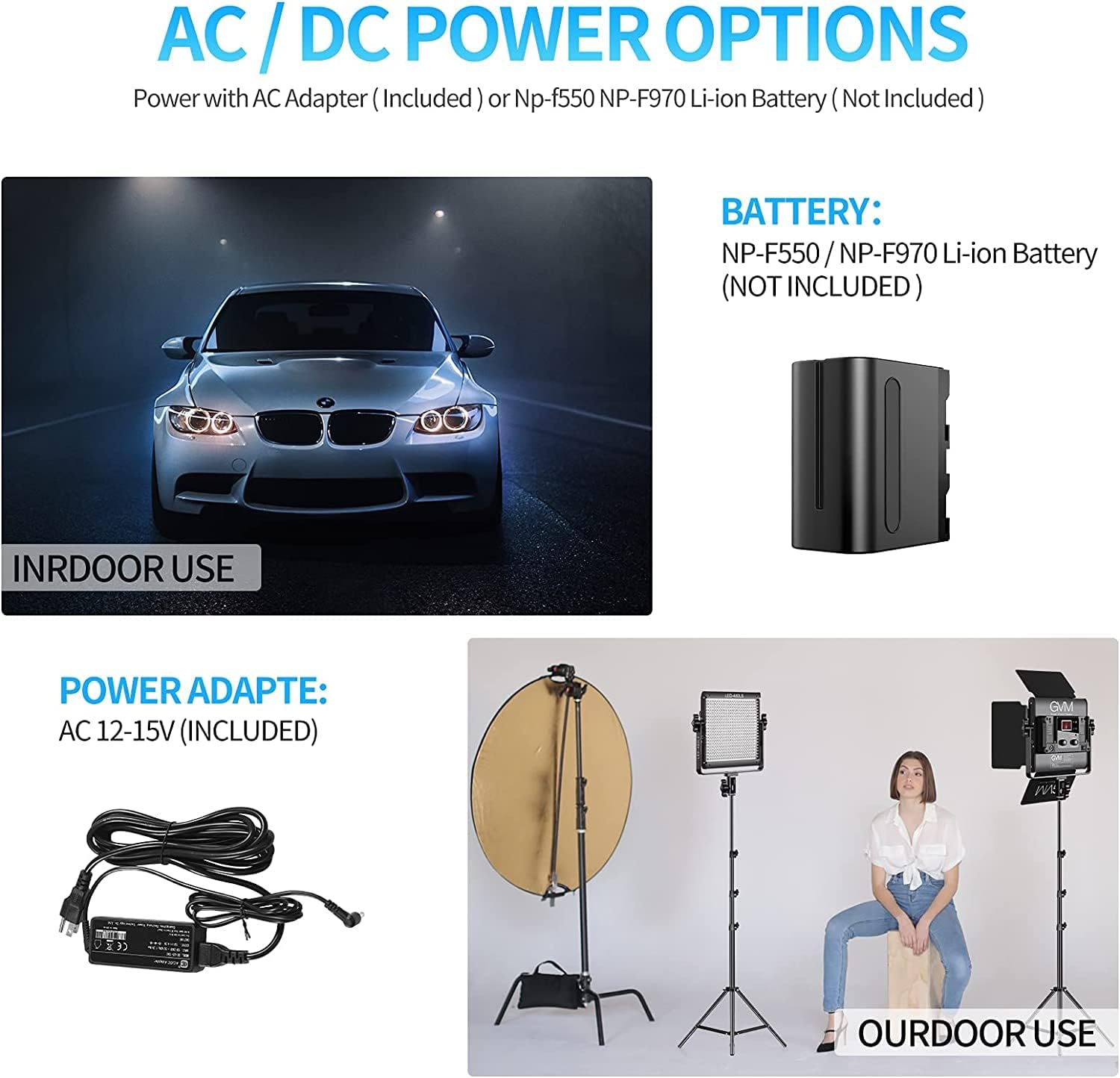 GVM 2 Pack 480 LED Video Lighting Kits with APP Control, Bi-Color Variable 2300K~6800K with Digital Display Brightness of 10~100% for Video Photography, CRI97+ TLCI97 Led Video Light Panel +Barndoor - Image 7