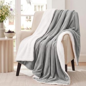 Aisbo Sherpa Fleece Blanket Grey Th...