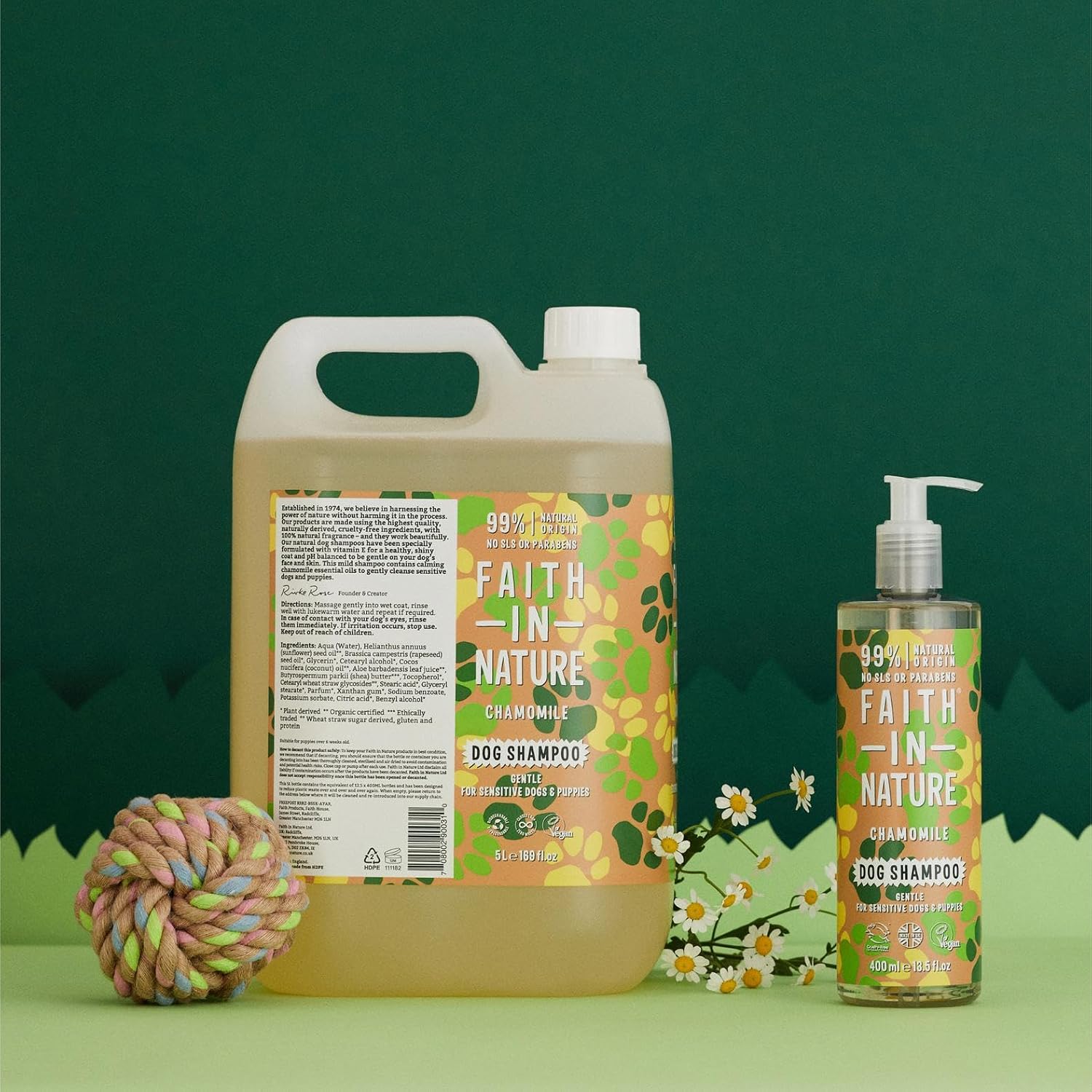 Faith In Nature Natural Chamomile Dog Shampoo, Vegan & Cruelty Free, No SLS,Silicones or Parabens, Gentle, For Sensitive Dogs and Puppies, 5L Refill Pack - Image 8
