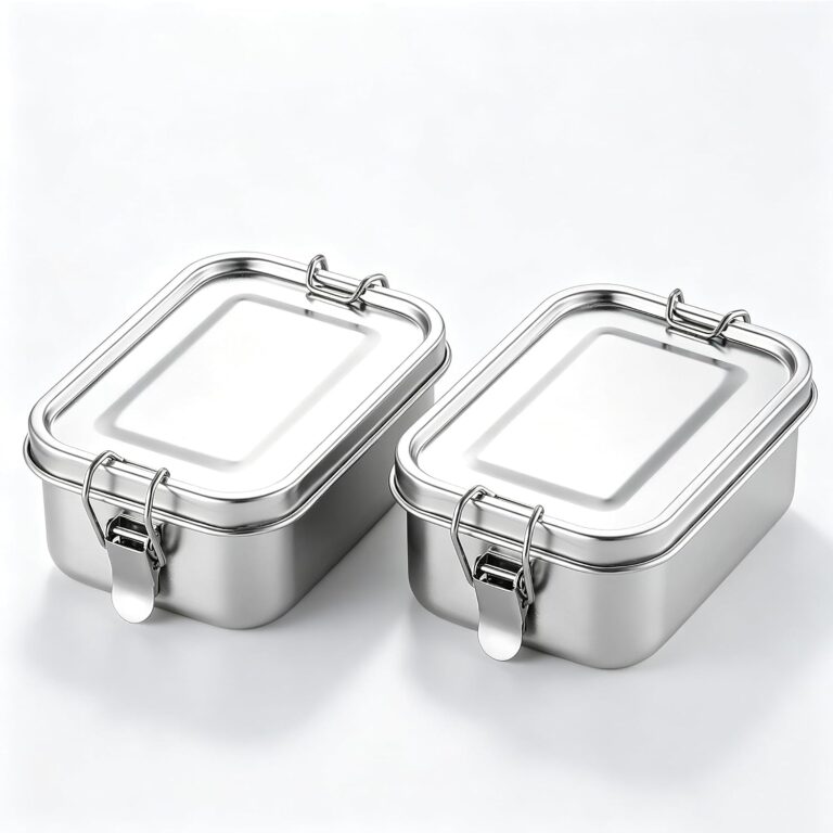 Misichao Stainless Steel Food Containers with Airtight Lids, Small 550ml Set of 2 Reusable Metal Food Storage Box for Meal Prep, Lunch Box, Snacks & Leftovers | Leakproof BPA-Free