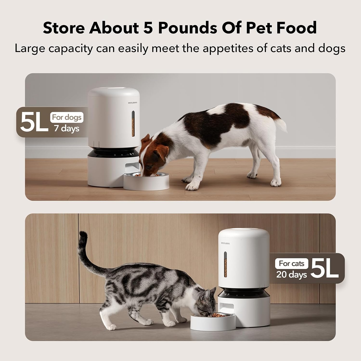 PETLIBRO Granary Automatic Cat Feeder, 5GHz WiFi App Control, 5L White - Image 4
