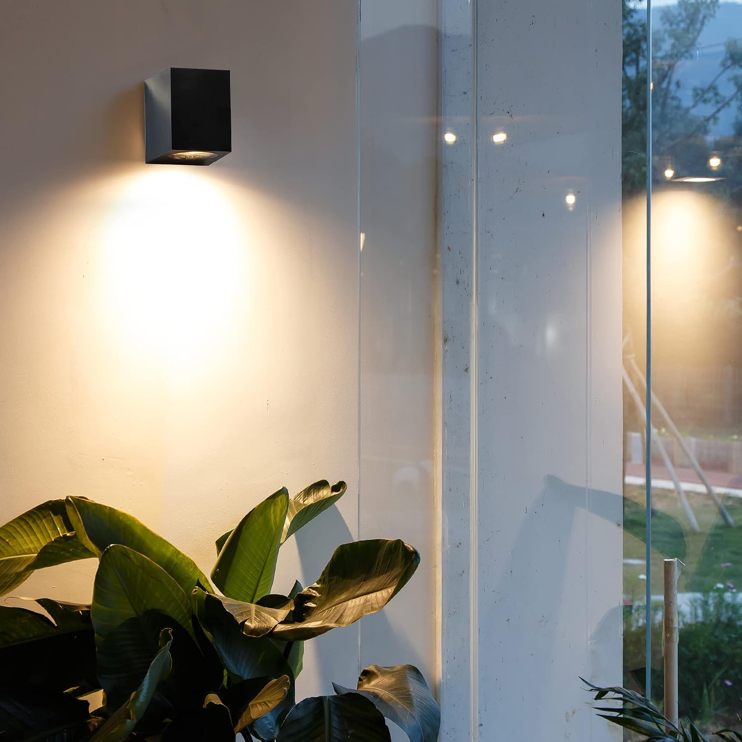FUDESY 2-Pack LED Modern Wall Wash Lights,7W GU10 IP44 Plastic Single-Headed Black Square Down Lamp Lighting Fixture for Indoor/Outdoor Use,Hallway,Corridor,Balcony,Garden,Bedroom - Image 5