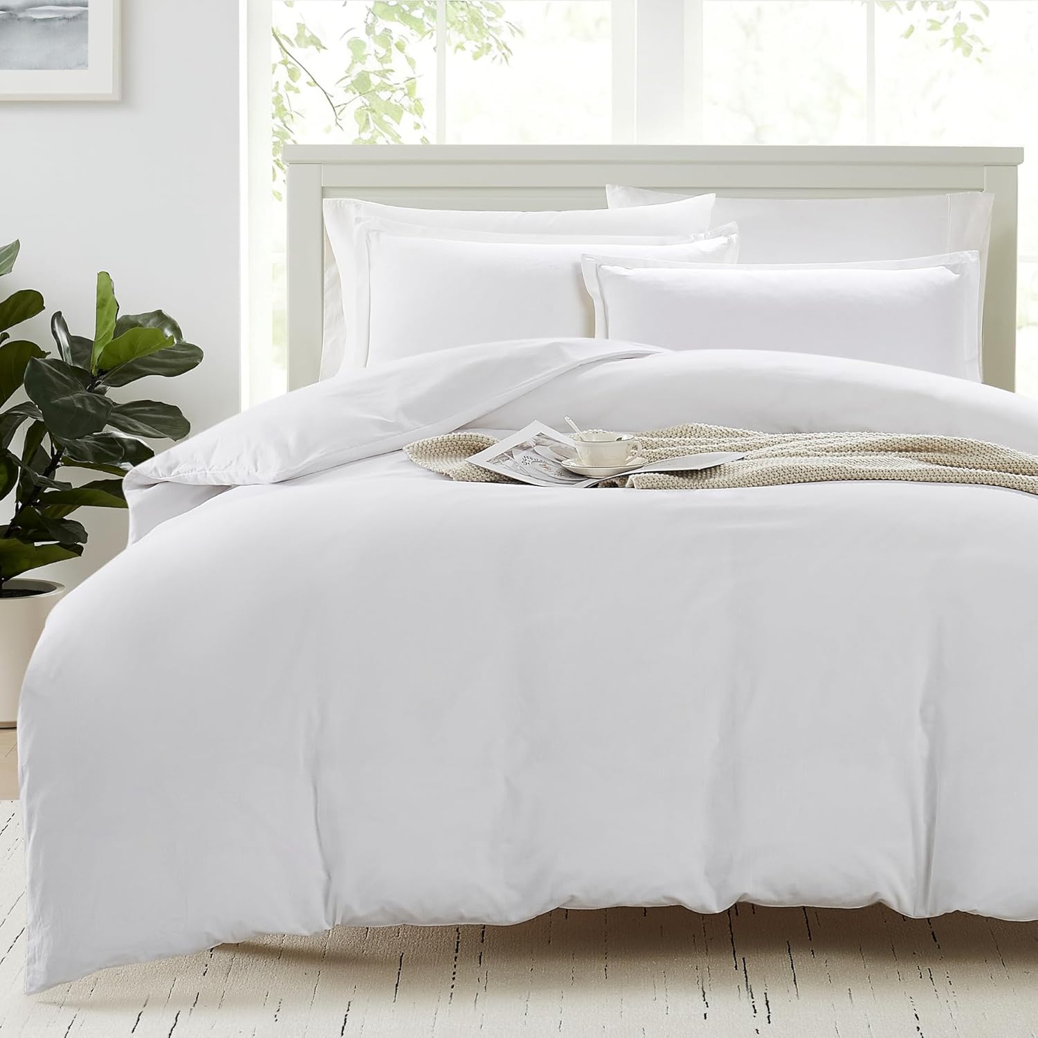 King Size Duvet Cover Sets 100% Organic Cotton, GOTS Certified - White