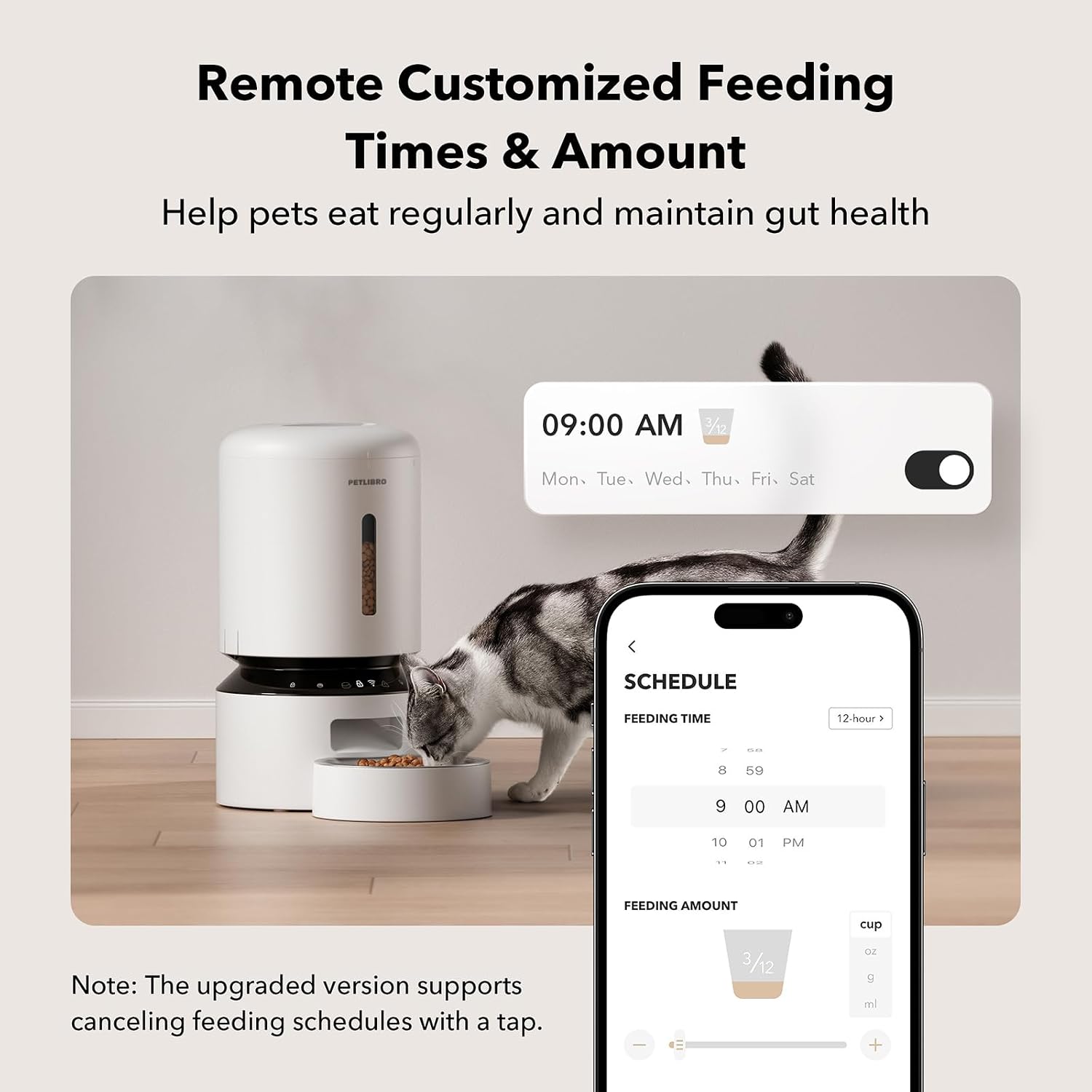 PETLIBRO Granary Automatic Cat Feeder, 5GHz WiFi App Control, 5L White - Image 3
