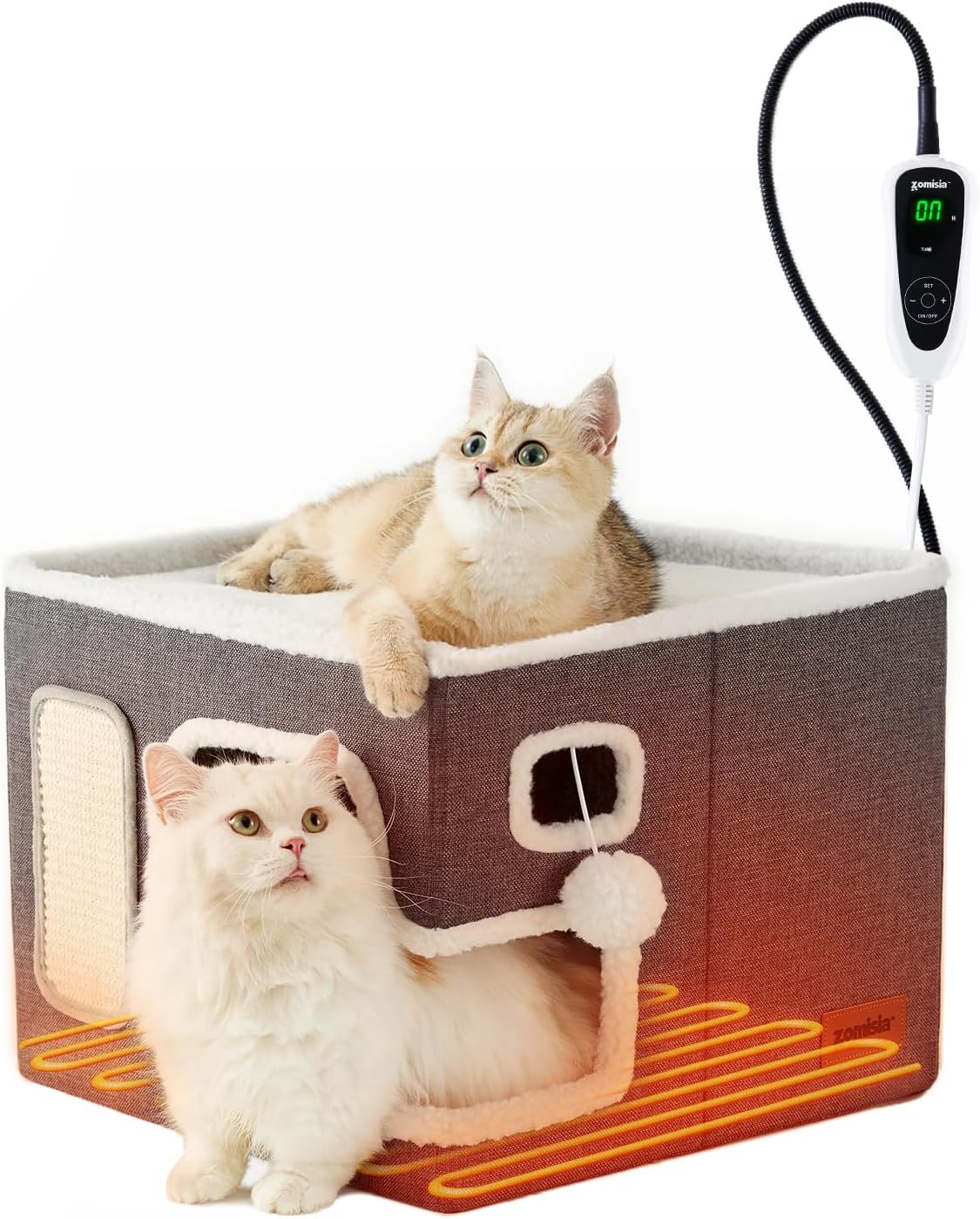 ZOMISIA Heated Cat House Indoor, Ca...