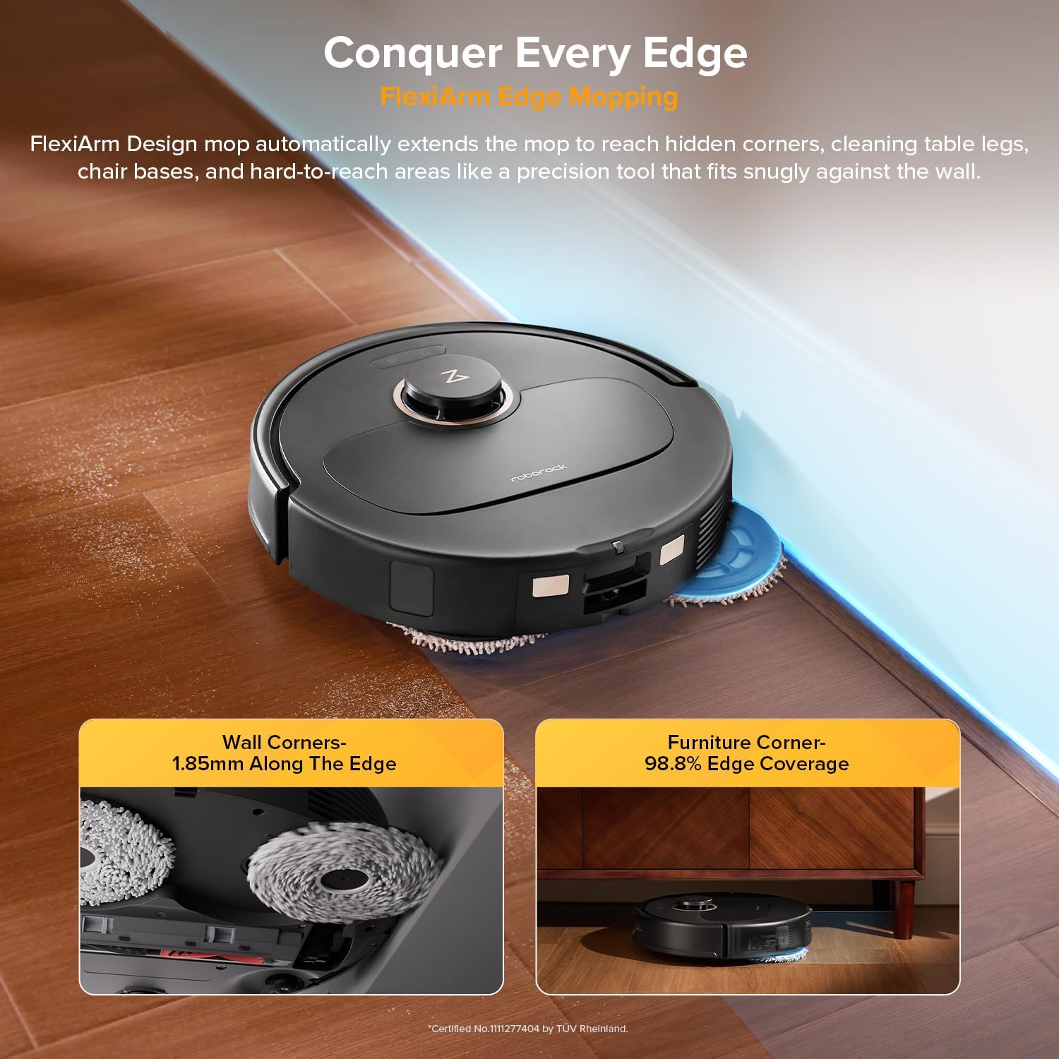roborock Qrevo S5V Robot Vacuum Cleaner with Mop, FlexiArm Edge Mopping - Image 4
