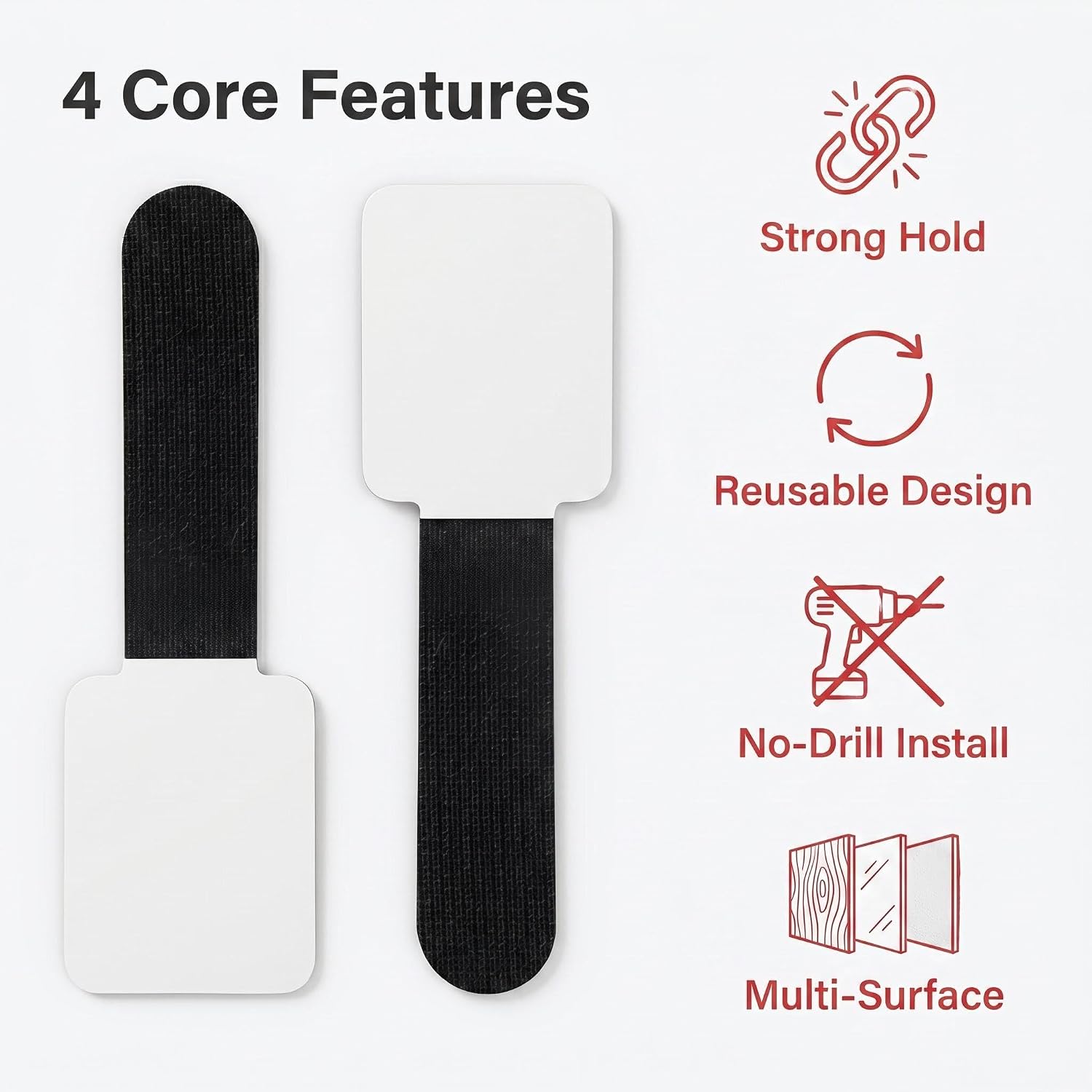 50 Pack Black Hook and Loop Cable Ties, Desk Accessories, Self-Adhesive Reusable Cable Management Clips, Adjustable Desk Cable Tidy Organizer for Home Office, TV, PC, No-Drill Wire Management, 30x90mm