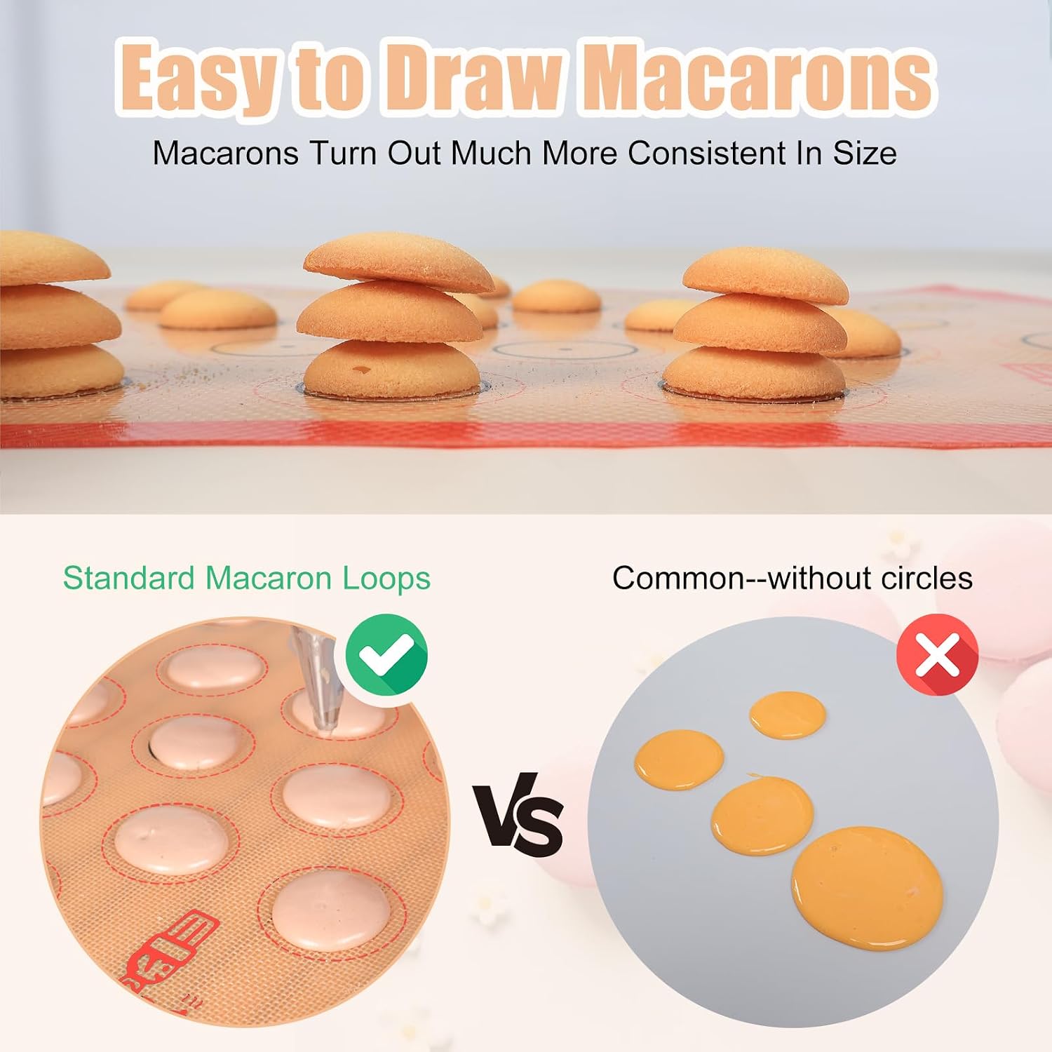 Silicone Baking Mat Macaron Cookie Sheet Set of 3 Non Stick Oven Tray Liner - Image 3