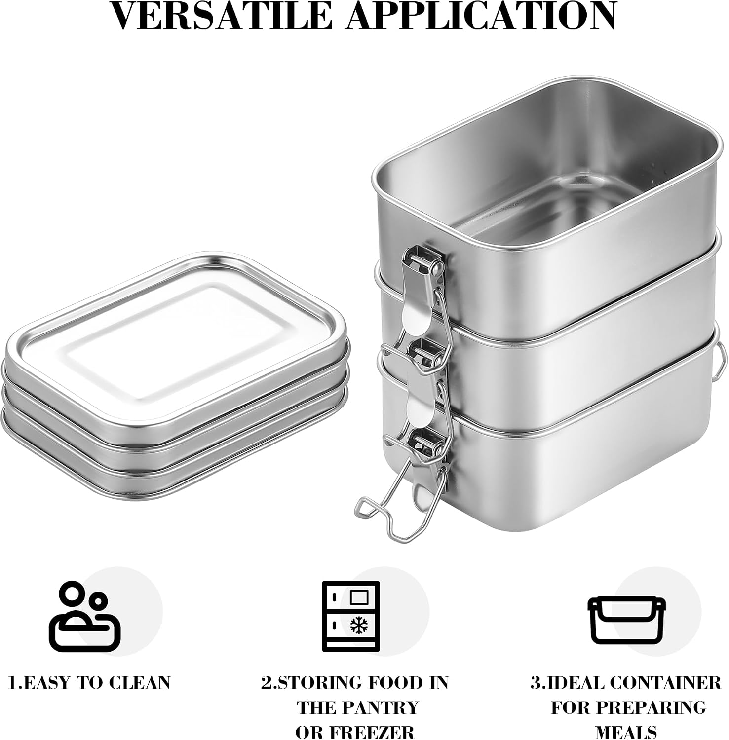 Misichao Stainless Steel Food Containers with Airtight Lids, Small 550ml Set of 2 Reusable Metal Food Storage Box for Meal Prep, Lunch Box, Snacks & Leftovers | Leakproof BPA-Free - Image 7