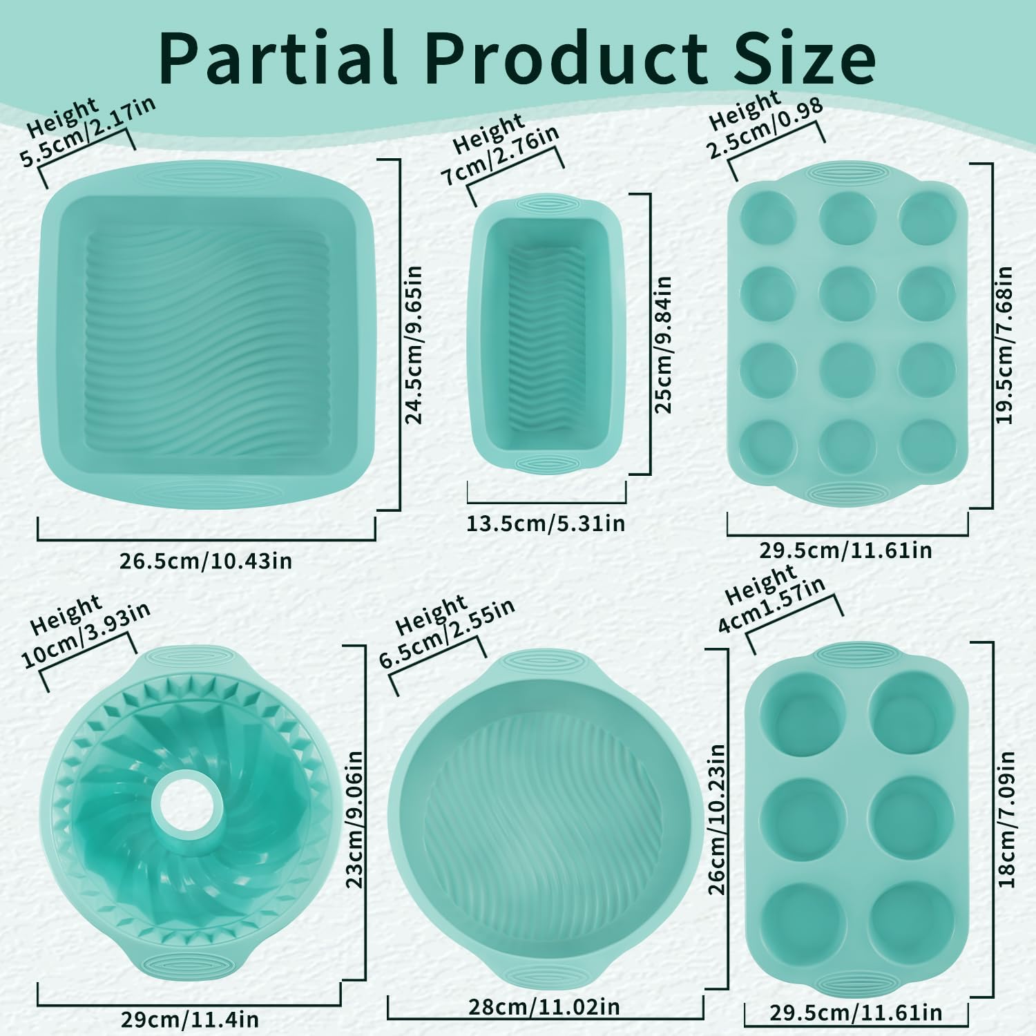 32PCS Silicone Baking Set, Nonstick Bakeware Set, Baking Cake Pan Cupcake Bread Loaf Muffin Baking Pan with Measuring Cups & Spoons - Image 2