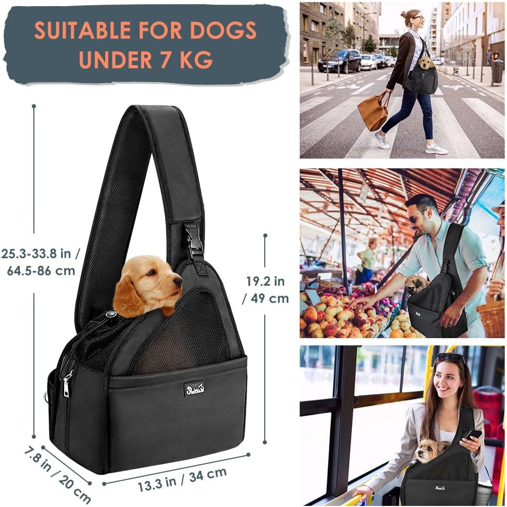 Nasjac Pet Dog Sling Carrier, Hands Free Papoose Front Carrier Small Dog Puppy Walking Breathable Mesh Hard Bottom Support Adjustable Padded Strap Pocket Safety Belt Travel Bag Washable - Image 5