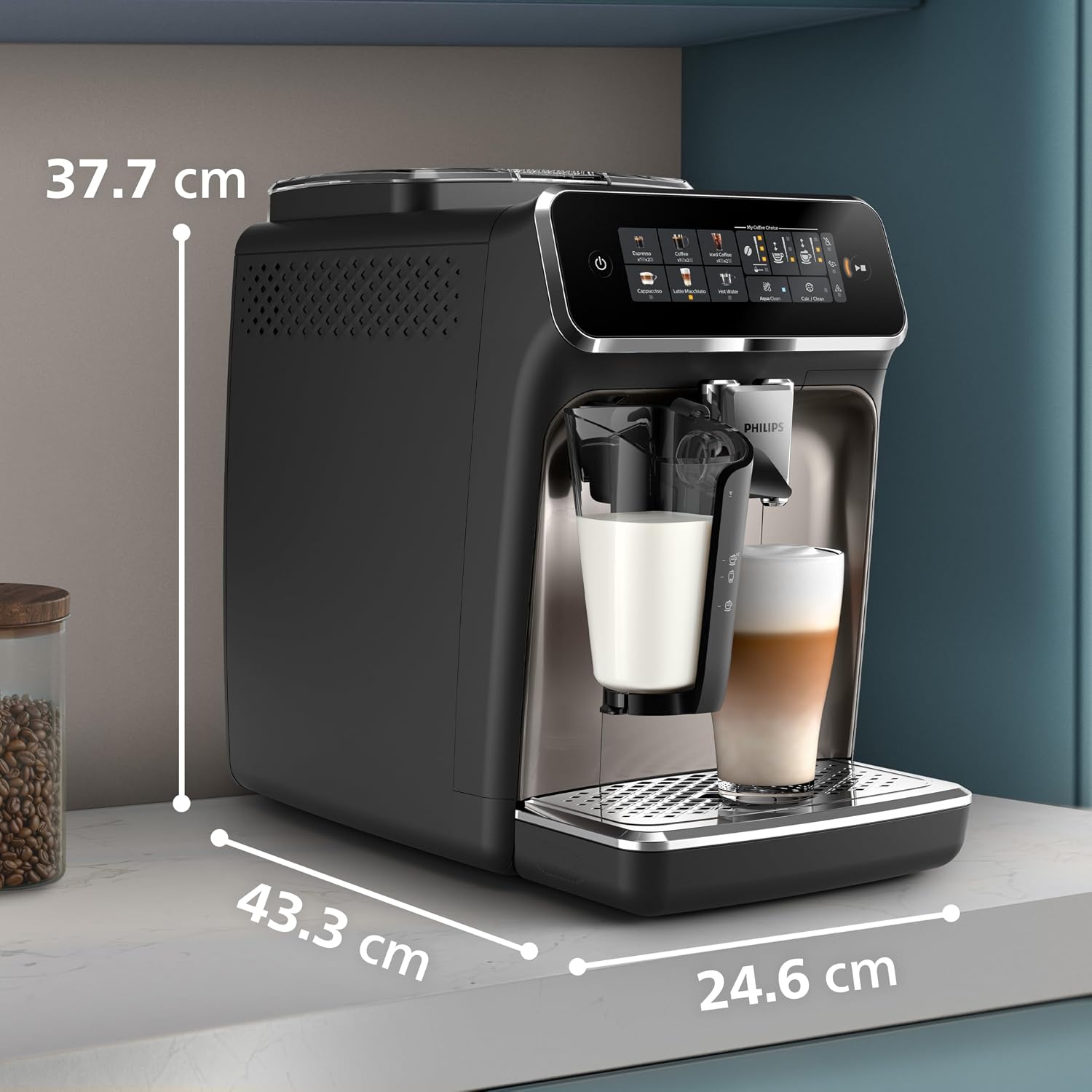 PHILIPS 3300 Series Bean to Cup Coffee Machine, LatteGo, 6 Hot/Iced Drinks - Image 11