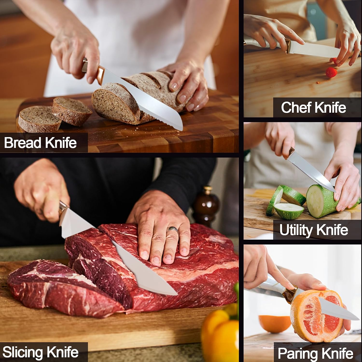 lapelux Kitchen Knife Set - 6 Piece Stainless Steel Knife Set with Block. - Image 7