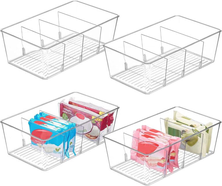 Vtopmart Food Storage Organizer Bins, Clear Plastic Bins for Pantry 4 Pack
