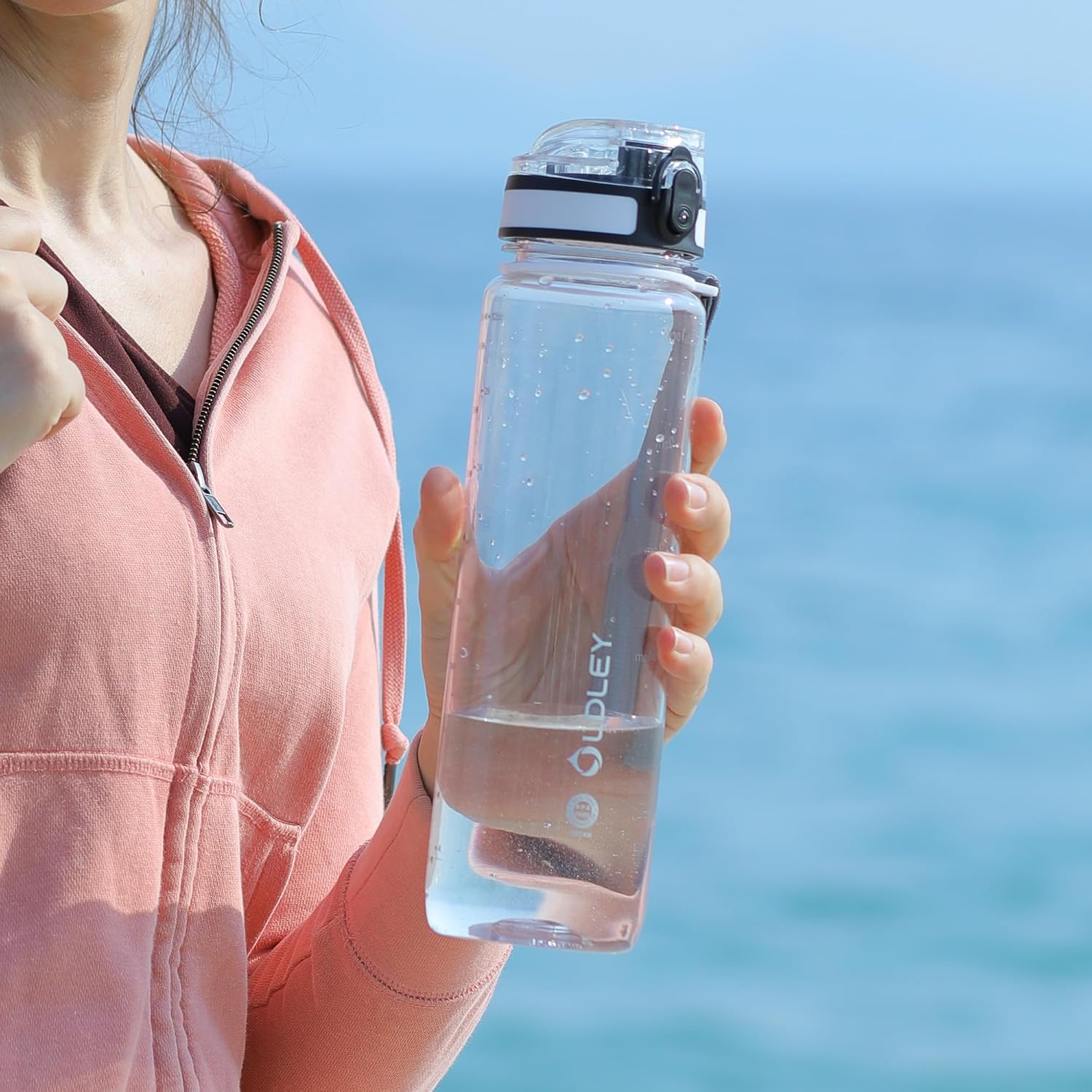 OLDLEY 1L/32oz Sports Water Bottle, 1000ml Motivational Drinks Bottle with Time Markings Leak Proof Drink & Lock Cover & No Straw, BPA Free for Adults Women Men Gym School Cycling Running Hiking - Image 6