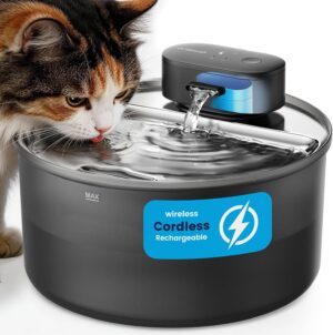 oneisall Wireless Cat Water Fountai...