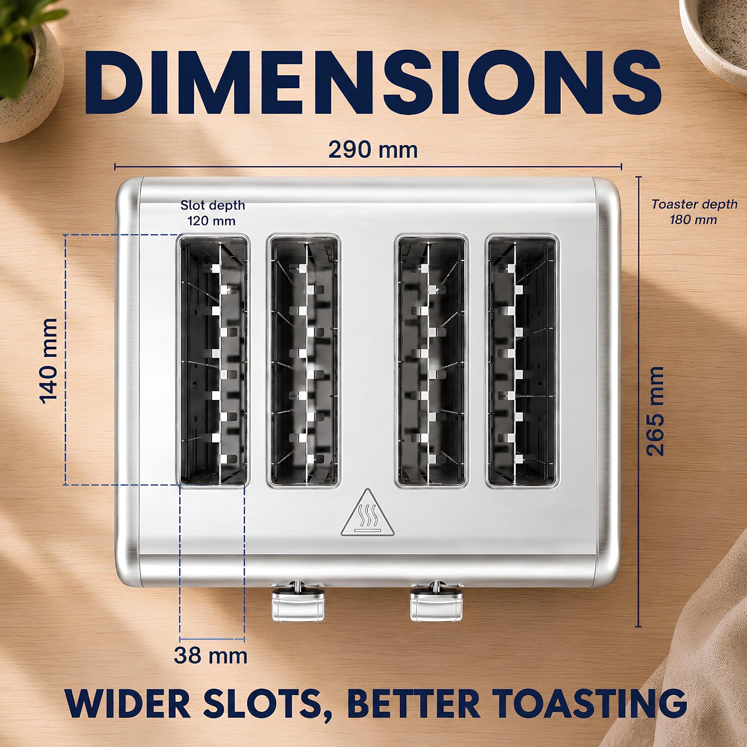 Toastley 4 Slice Smart Toaster with Touchscreen Controls, Dual 4.4" Screens, 6 Browning Levels & 6 Bread Modes, Extra-Wide 120mm Slots, Bagel/Defrost/Reheat, 1760W, Silver Stainless Steel - Image 8