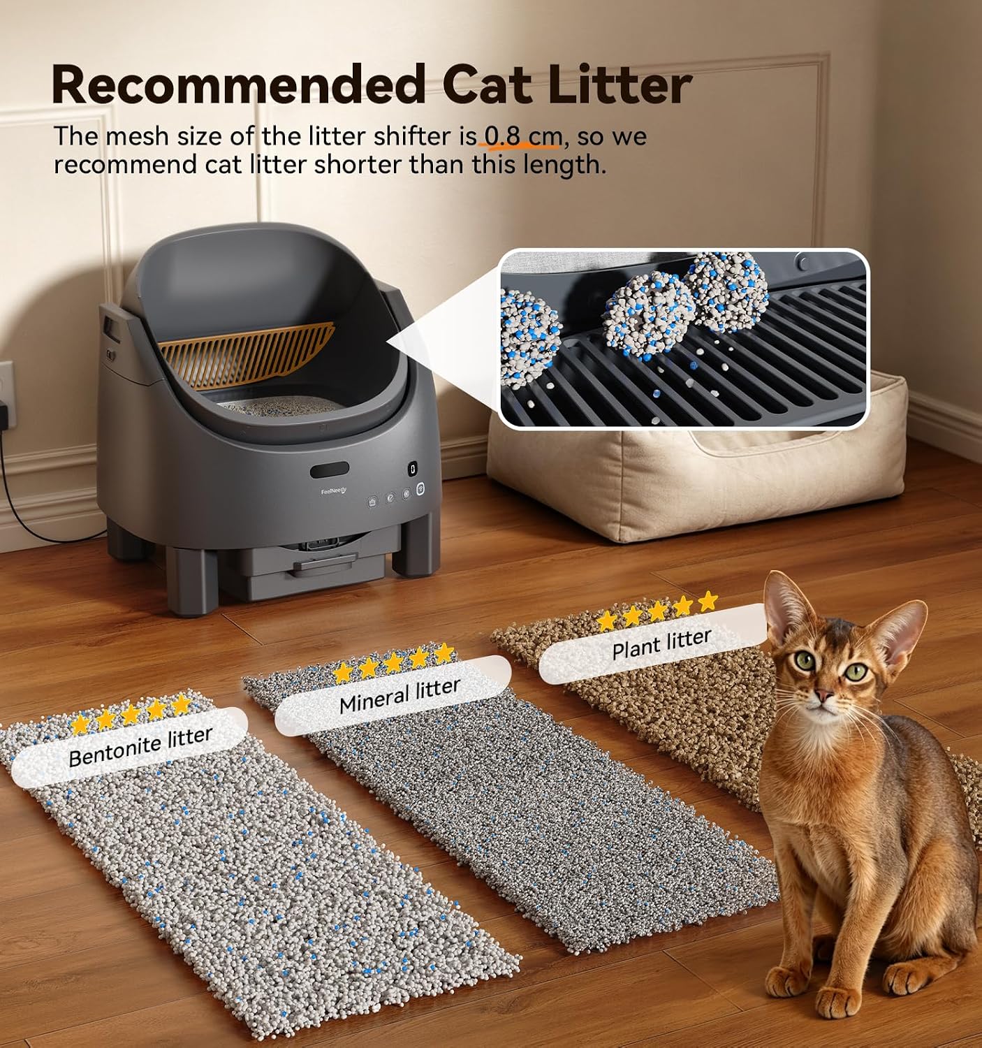 Self Cleaning Cat Litter Tray, FeelNeedy Open-Top Automatic Cat Litter Box - Image 9
