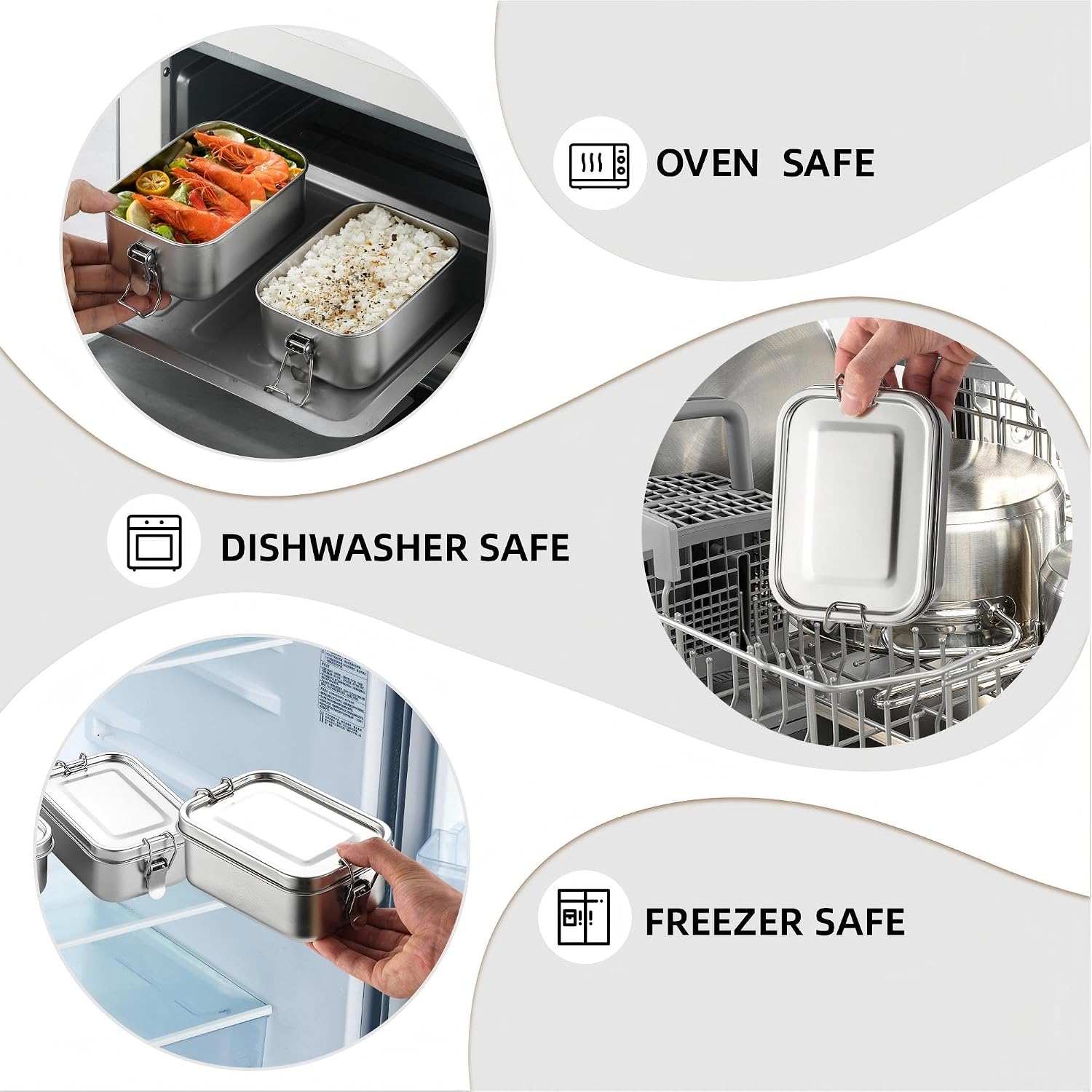 Misichao Stainless Steel Food Containers with Airtight Lids, Small 550ml Set of 2 Reusable Metal Food Storage Box for Meal Prep, Lunch Box, Snacks & Leftovers | Leakproof BPA-Free - Image 5