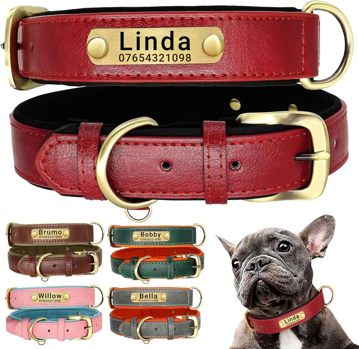 SEOUGEE Genuine Leather Dog Collar ...