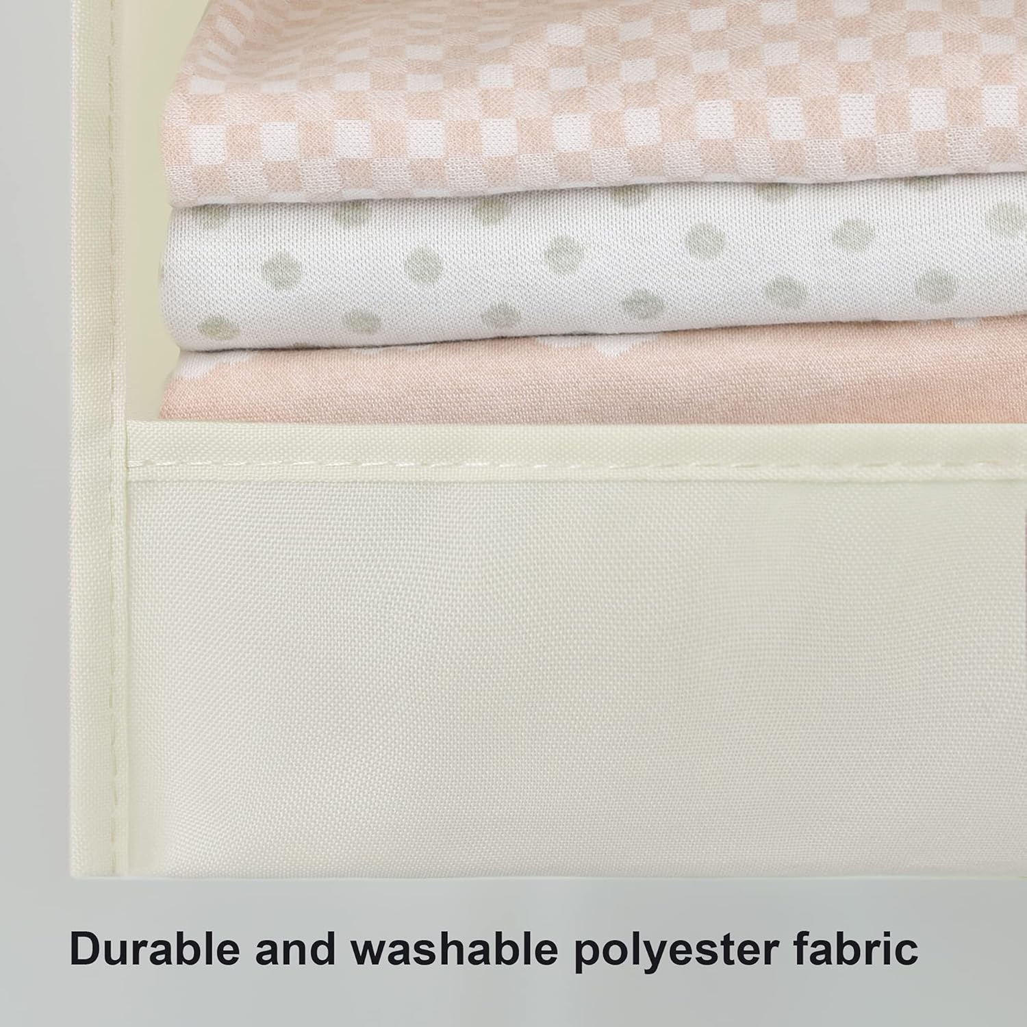 GRANNY SAYS 3 Shelf Hanging Storage Organiser, Pack of 1 Hanging Clothes Organiser for Wardrobe, Foldable 3 Shelves Closet Organizer for Organsing Clothes, Beige - Image 8