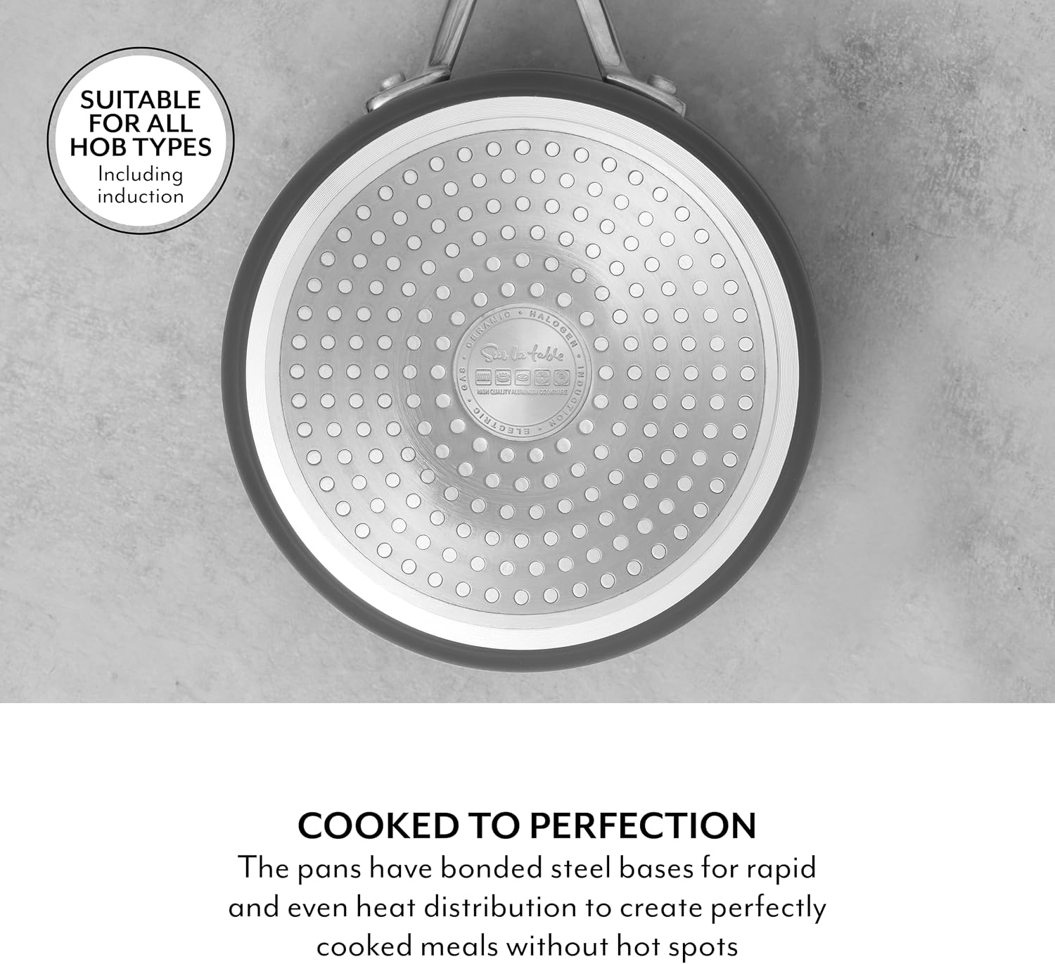 Sur La Table Hard Anodised 3 Piece Saucepan Set with Tempered Glass Lids, Riveted Steel Handles, 10x Stronger Superior Non-Stick Ceramic Coating, Induction Compatible, Grey, SLT800370 - Image 5