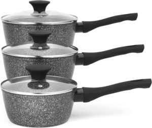 Salter Megastone Saucepan Set, 3 Pi...